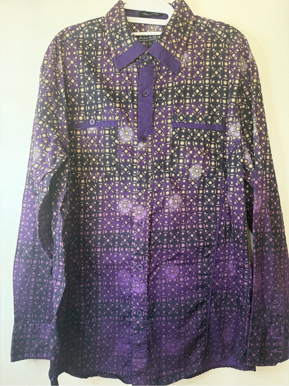 Lamasini Purple Celestial Print Button Front Blouse